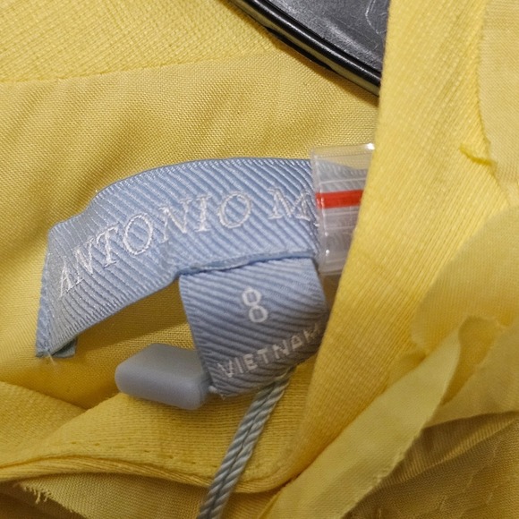 Antonio Melani 8 Yellow Mock Neck Short Sleeve Knee-length Fit & flare 0721 - Picture 13 of 15